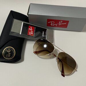 NWOT Ray Ban Aviator Unisex Gradient Polarized Sunglasses RB3025 Brown 58-14-135